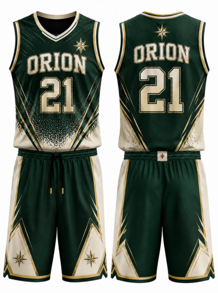 Orion Forest Green & Cream Basketball Uniform