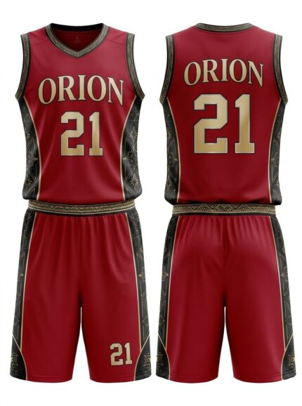 Orion Crimson-Gold Basketball Uniform