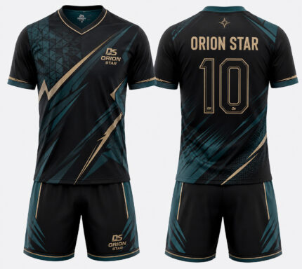 Orion Star Black, Teal & Gold Rugby Kit