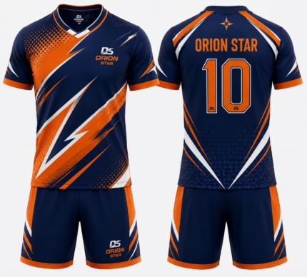Orion Star Navy Blue, Orange & White Rugby Kit